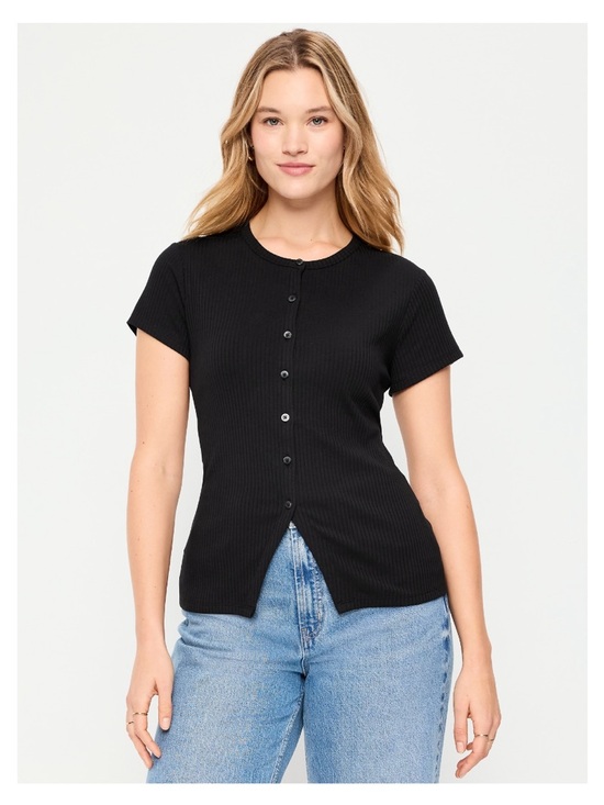 Old Navy Tops - NWT Old Navy Petite Short-sleeve Ribbed Button-down Top